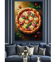 Taze Sebzeli İtalyan Pizzası Dekoratif Kanvas - Mdf Ahşap Tablo