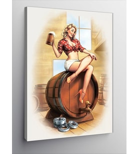 Kanvas Tablo Bira Ve Pin Up Kızı