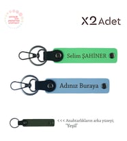 Kankaya Neşeli Dokunuş, İsim & Soyisim Yazılı 2’li Anahtarlık Seti, Gök Mavi-Fıstık Yeşil-Yeşil