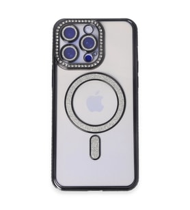 Apple İphone 14 Pro Kılıf Joke Simli Magneticsafe Kılıf - Siyah