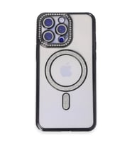 Apple İphone 14 Pro Kılıf Joke Simli Magneticsafe Kılıf - Siyah