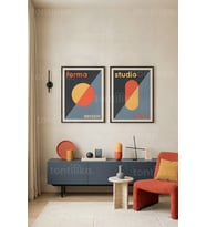 Geometrik Minimalist 2'li Ahşap Çerçeveli Tablo Seti