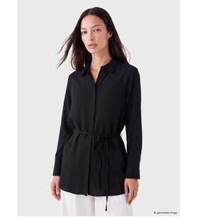 LCW EVERYDAY Siyah Beli Kuşaklı Kadın Gömlek Tunik