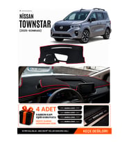e-biz NİSSAN TOWNSTAR (2025-SONRASI) Uyumlu Torpido Örtüsü, Torpido Kılıfı - Siyah-Kırmızı - NI023