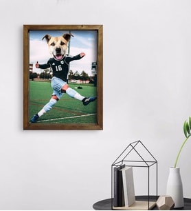 Evcil Dostlara Özel Futbolcu Tasarımlı Portre Doğal Masif Ahşap Çerçeveli Tablo 45x65cm-2