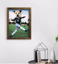 Evcil Dostlara Özel Futbolcu Tasarımlı Portre Doğal Masif Ahşap Çerçeveli Tablo 45x65cm-2