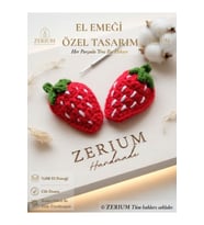 Çocuk ve Kadın Örgü Çıt Çıt Toka El Emeği Meyve Serisi Çilek (Kırmızı)