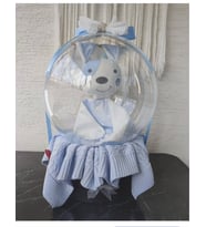 Büyülü Balon-Bebek Tavşan Uyku Arkadaşı Mavi Örgü Battaniye Doğum Tebrik Hediye Kutusu (Bebe Mavisi)