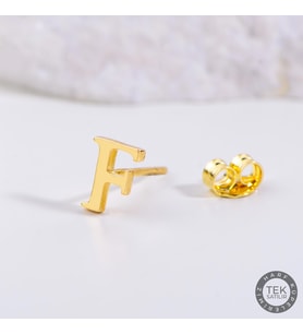14 Ayar Altın F Harf Küpe 0,43 gr