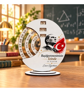 Kişiye Özel İsimli Başöğretmenimizin İzinde Ahşap Sonsuz Takvim - 24 Kasım Öğretmenler Günü Hediyesi