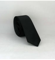 Siyah Ultra Slim Fit Düz Renk Saten Kravat - USS-01 (Renksiz)