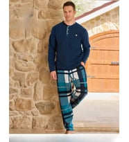 Pijamoni Erkek Düğme Yaka Kışlık Polar Pijama Takımı 6100/19 - 1 Adet (Mavi)