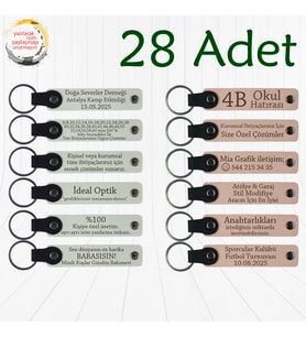 Beyaz & Pudra, Akraba Gecelerine Küçük Sürpriz, 28’li Set, Mesajlı Deri Hatıra Anahtarlık