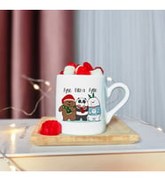 Wee Bears Tasarımlı Ahşap Tabaklı Kişiye Özel Türk Kahvesi Fincanı