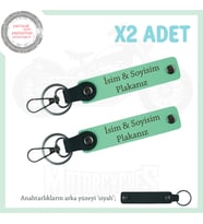 Kişisel Anahtarlık Set x2 – Taksi, Otomobil, Motosiklet İçin Plaka & İsim, Yeşil-siyah