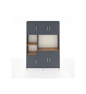 Arges Dolap 9 Raflı 6 Kapaklı 132x30x195 Antrasit-Antrasit/Çam