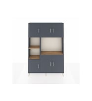 Arges Dolap 9 Raflı 6 Kapaklı 132x30x195 Antrasit-Antrasit/Çam