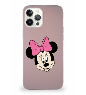 Apple iPhone 12 Pro Max Soft Premier Kapak Minnie Mouse-C Tasarımlı Silikon Kılıf - Pudra (Şeffaf)