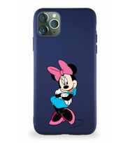 Apple iPhone 11 Pro Max Soft Premier Kapak Minnie Mouse-D Tasarımlı Silikon Kılıf - Lacivert (Şeffaf)