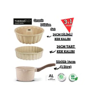 Thermoad 3'Lü Vizon Set (Sosluk&Sütlük-Tart Kalıbı-Kek Kalıbı) (VIZON-KAHVE)