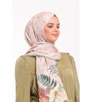 Çiçekli Desen Pavia Seri Şal Eşarp Askısı ile Birlikte 90X200 cm Krem Mint Yeşil