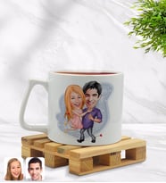 BK Gift Kişiye Özel Sevgililer Karikatürlü Middle Beyaz Kupa Bardak Model 3