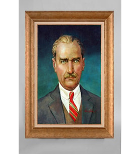 Çerçeveli Paspartulu Atatürk Tablo a579 (Gold)