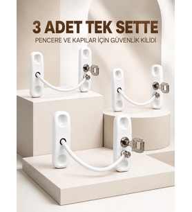 3’lü Pencere ve Kapı Emniyet Kilidi Anahtarlı Güvenlik Aparatı Seti
