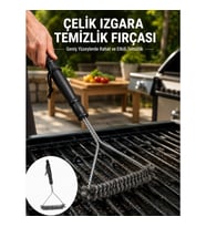 Mey İthalat® Uzun Saplı Paslanmaz Çelik Izgara Temizlik Fırçası Yeni Nesil