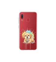 Samsung Galaxy A20 ile Uyumlu Splash Köpek Tasarımlı Şeffaf Silikon Kılıf