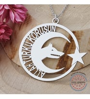GÖKTÜRK KOLYESİ TANRI TÜRKÜ KORUSUN YAZILI GÜMÜŞ KOLYE