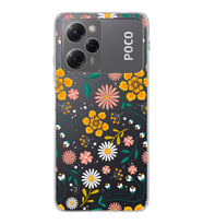 Poco X5 Pro Uyumlu Kamera korumalı Kapak Çiçek Tasarımlı Şeffaf Kılıf