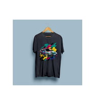Oversize Color Painted Sedan Car Baskılı Unisex T-shirt (Siyah)