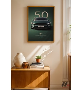 Ford Mustang Bullitt Poster, Ahşap Çerçeveli Duvar Tablosu - Oto Severlere Özel Hediye