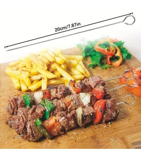 10'lu Paslanmaz Çelik Şiş Seti (20 cm) - Airfryer & Mangal