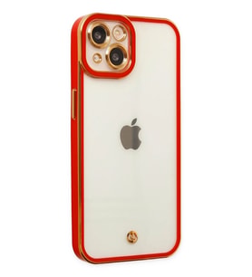 iPhone 14 Plus Kılıf Liva Lens Silikon - Kırmızı