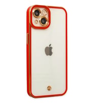 iPhone 14 Plus Kılıf Liva Lens Silikon - Kırmızı