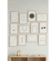 12 Parça Minimalist Geometrik Modern Dekoratif Çerçeve Görünümlü Tablo Seti