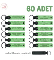 Ramazan Bayramında Verilebilir, 60'lı Set, Kişiselleştirilebilir Hatıra Anahtarlık, F Yeşil & Syh (Fıstık Yeşili)