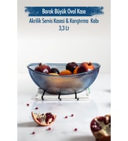Akrilik Barok Lacivert Büyük Oval Meyve & Salata Kasesi & Karıştırma Kabı / 3,3 Lt (CAM DEĞİLDİR)