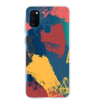 Samsung Galaxy M30s Kapak Brush Stroke Tasarımlı Şeffaf Silikon Kılıf