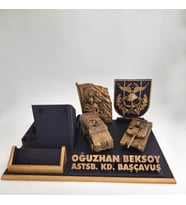 Kişiye Özel Askeri Personel Masa İsimliği Kartvizitlik - Rütbe Terfi & Tayin Tebrik Hediyesi