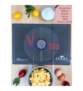 Büyük Boy Silikon Hamur Açma Matı 65x45cm Gri, Pratik ve Kullanışlı