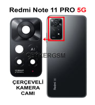 Xiaomi Redmi Note 11 PRO 5G Uyumlu Çerçeveli Arka Kamera Camı Kamera Camı Lensi Full