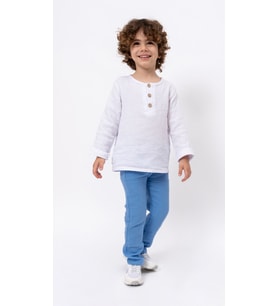 Unisex Bebek&Çocuk %100 Pamuklu Müslin Alt Üst Pijama Takım-Açık Mavi