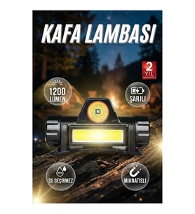 1200 Lümen COB LED Şarjlı Su Geçirmez Mıknatıslı Kafa Lambası