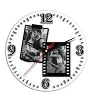 Siyah Beyaz Tasarımlı 2 Fotoğraf Baskılı Duvar Saati