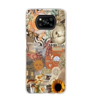 Poco X3 Pro / X3 NFC Uyumlu Güneş ve Ay Aesthetic Kolaj Tasarımlı Şeffaf Telefon Kılıfı