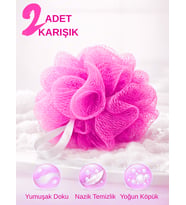Beylini 2li Karışık Banyo Lifi Büyük Boy 35GR Vücut Duş Kesesi File Top Lif Peeling Etkili Hijyenik Temizlik
