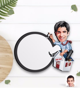 BK Gift Kişiye Özel Erkek Emlakçı Karikatürlü Ahşap Bardak Altlığı-1